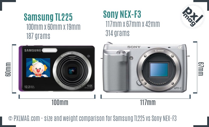 Samsung TL225 vs Sony NEX-F3 size comparison