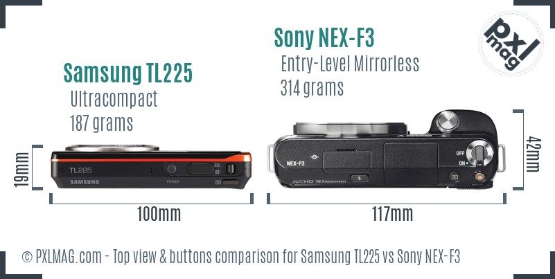 Samsung TL225 vs Sony NEX-F3 top view buttons comparison