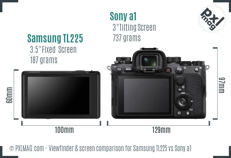 Samsung TL225 vs Sony a1 Screen and Viewfinder comparison