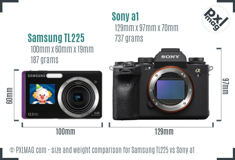 Samsung TL225 vs Sony a1 size comparison