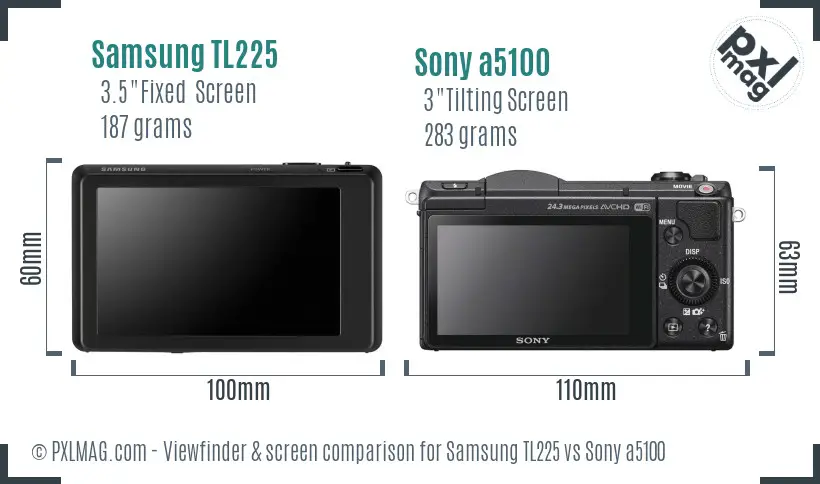 Samsung TL225 vs Sony a5100 Screen and Viewfinder comparison