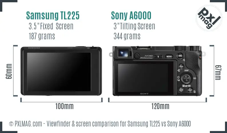Samsung TL225 vs Sony A6000 Screen and Viewfinder comparison