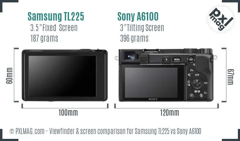 Samsung TL225 vs Sony A6100 Screen and Viewfinder comparison