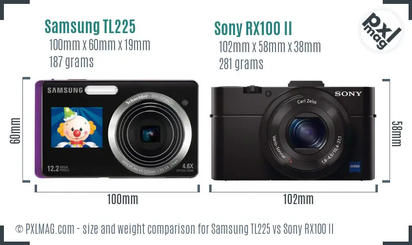 Samsung TL225 vs Sony RX100 II size comparison Samsung TL225 vs Sony RX100 II size comparison