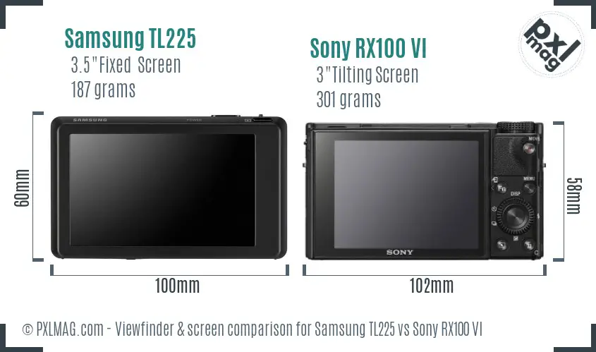 Samsung TL225 vs Sony RX100 VI Screen and Viewfinder comparison