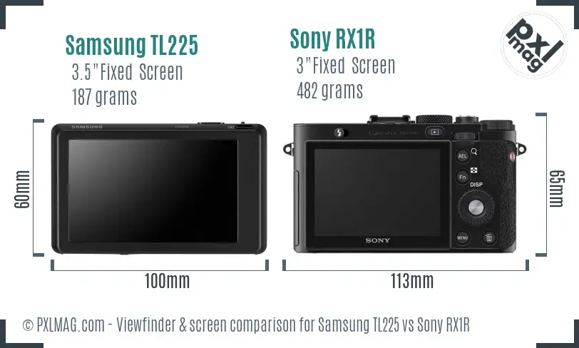Samsung TL225 vs Sony RX1R Screen and Viewfinder comparison