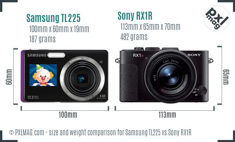 Samsung TL225 vs Sony RX1R size comparison