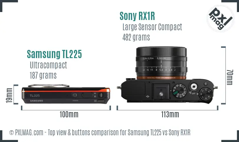 Samsung TL225 vs Sony RX1R top view buttons comparison