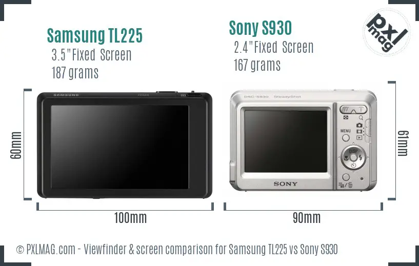 Samsung TL225 vs Sony S930 Screen and Viewfinder comparison Samsung TL225 vs Sony S930 Screen and Viewfinder comparison