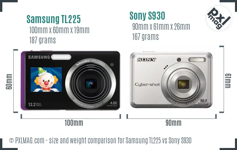 Samsung TL225 vs Sony S930 size comparison Samsung TL225 vs Sony S930 size comparison