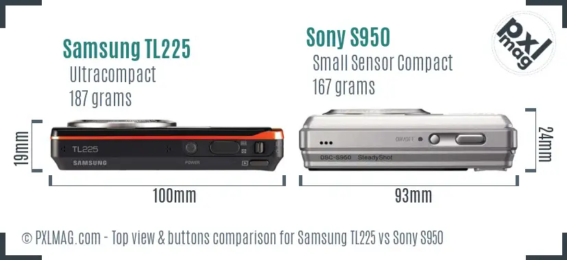 Samsung TL225 vs Sony S950 top view buttons comparison