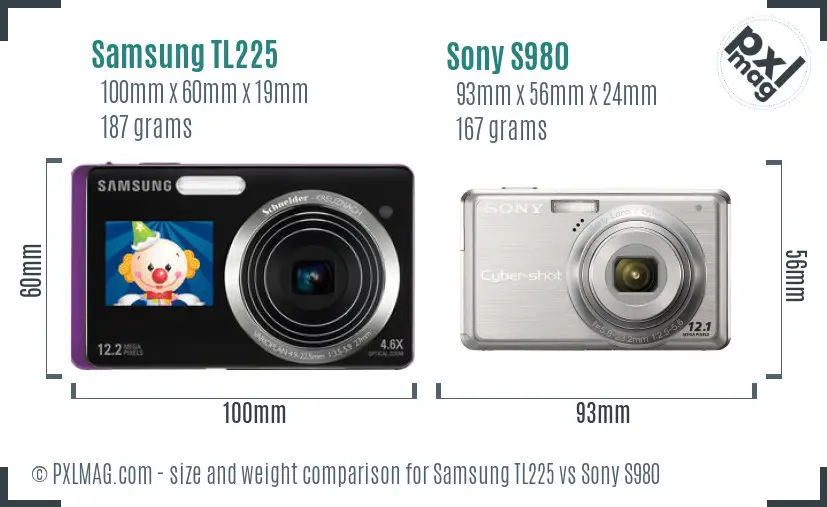 Samsung TL225 vs Sony S980 size comparison