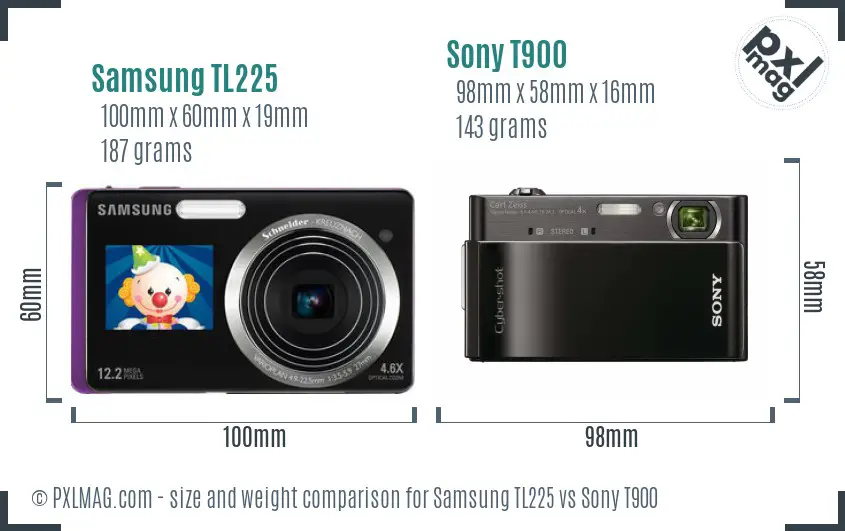 Samsung TL225 vs Sony T900 size comparison