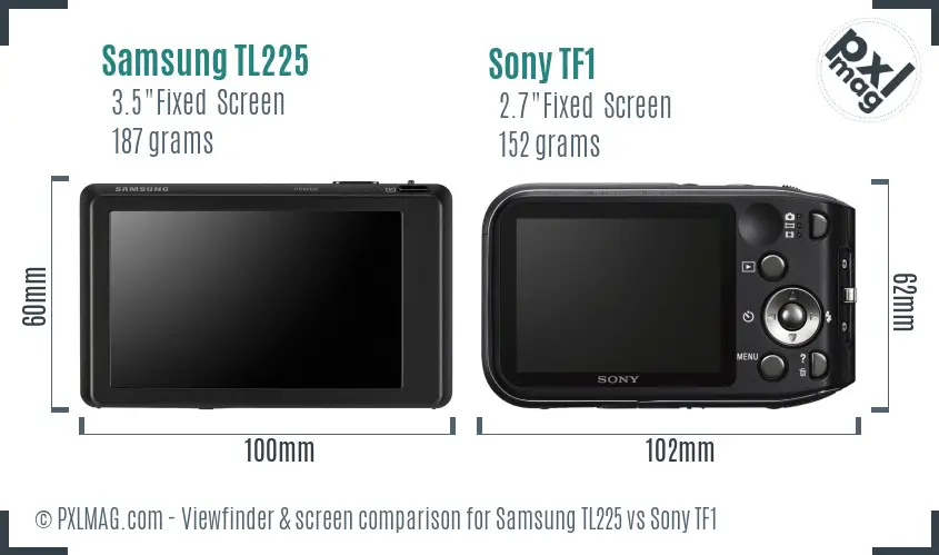 Samsung TL225 vs Sony TF1 Screen and Viewfinder comparison