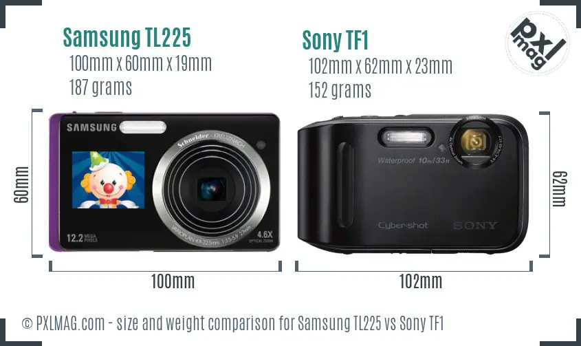 Samsung TL225 vs Sony TF1 size comparison