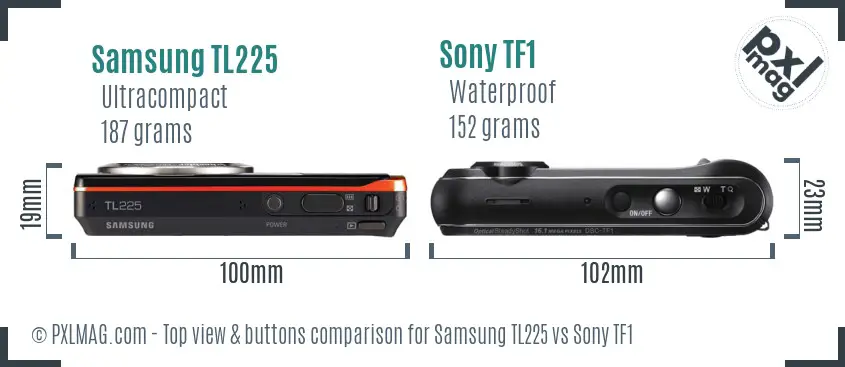 Samsung TL225 vs Sony TF1 top view buttons comparison