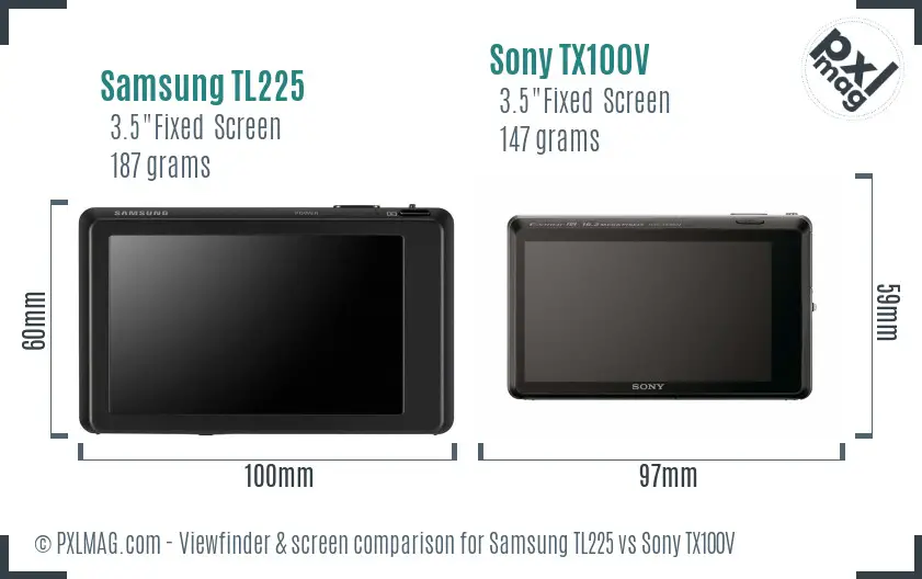Samsung TL225 vs Sony TX100V Screen and Viewfinder comparison