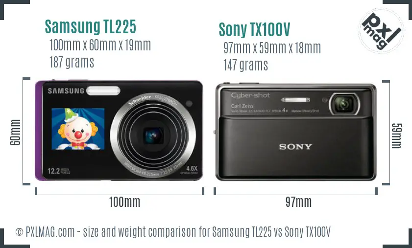 Samsung TL225 vs Sony TX100V size comparison