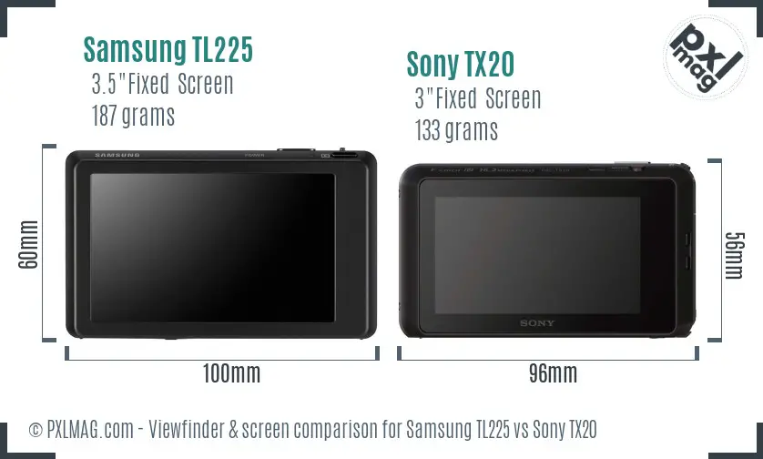 Samsung TL225 vs Sony TX20 Screen and Viewfinder comparison