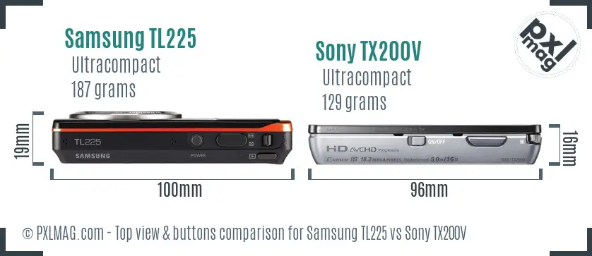Samsung TL225 vs Sony TX200V top view buttons comparison