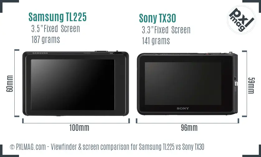 Samsung TL225 vs Sony TX30 Screen and Viewfinder comparison