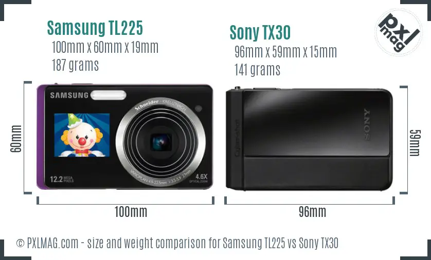 Samsung TL225 vs Sony TX30 size comparison