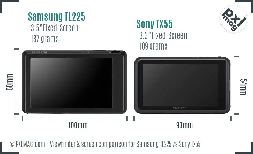 Samsung TL225 vs Sony TX55 Screen and Viewfinder comparison