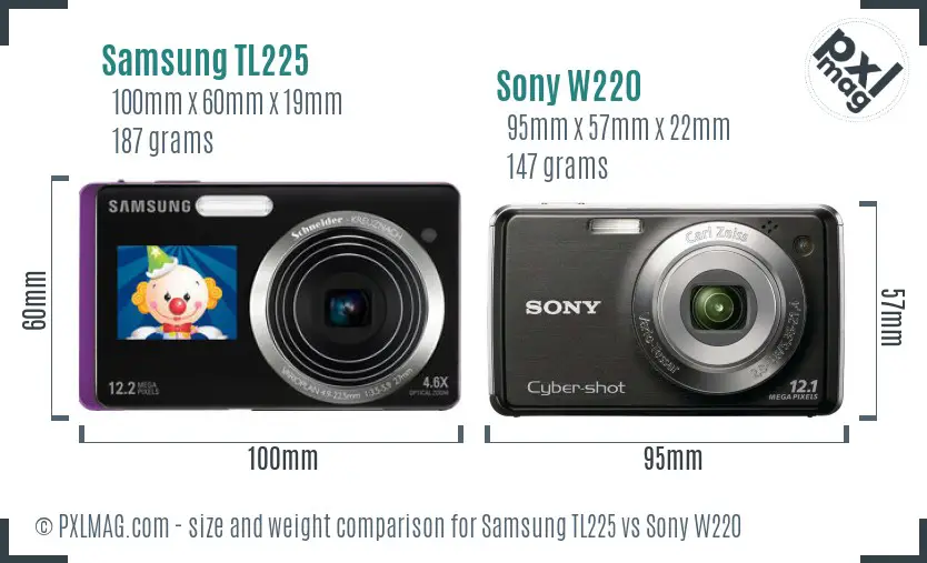 Samsung TL225 vs Sony W220 size comparison