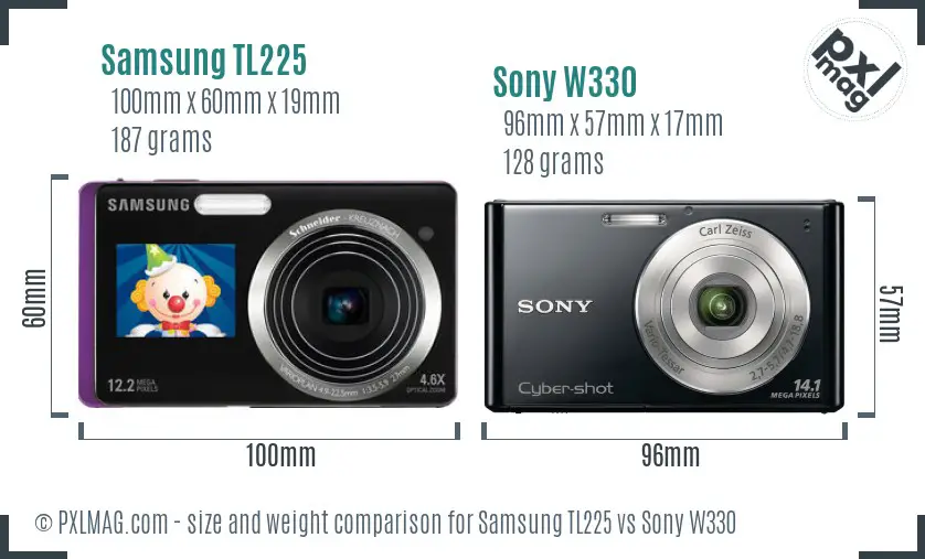 Samsung TL225 vs Sony W330 size comparison