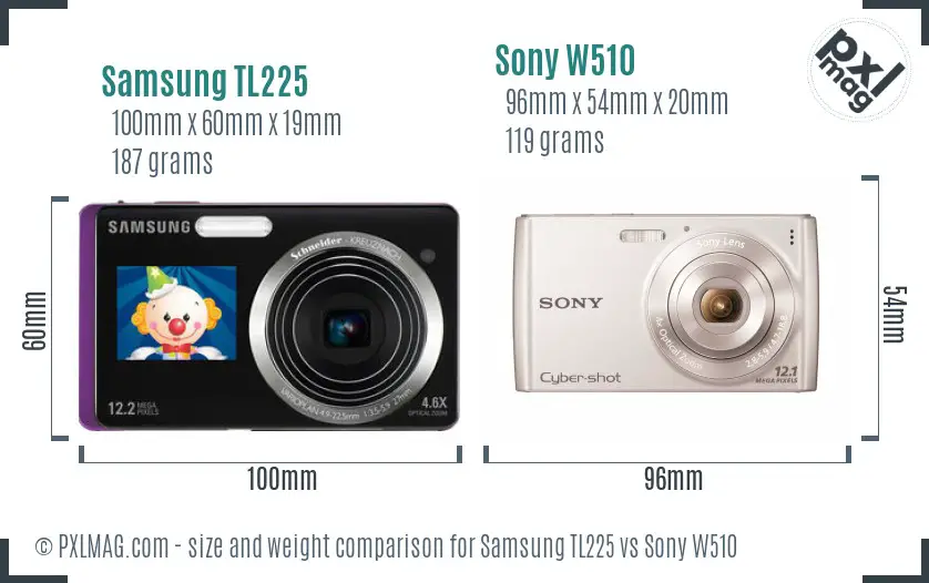 Samsung TL225 vs Sony W510 size comparison Samsung TL225 vs Sony W510 size comparison