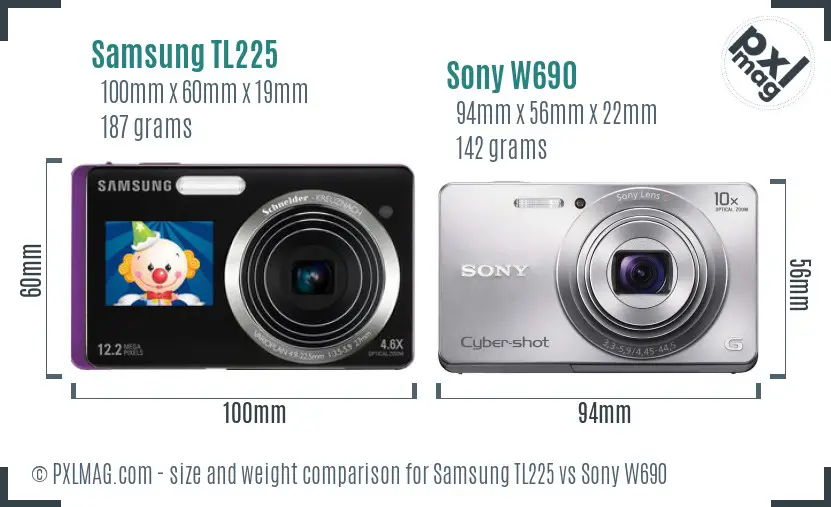 Samsung TL225 vs Sony W690 size comparison