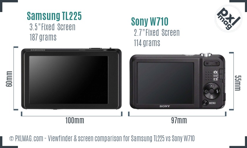 Samsung TL225 vs Sony W710 Screen and Viewfinder comparison