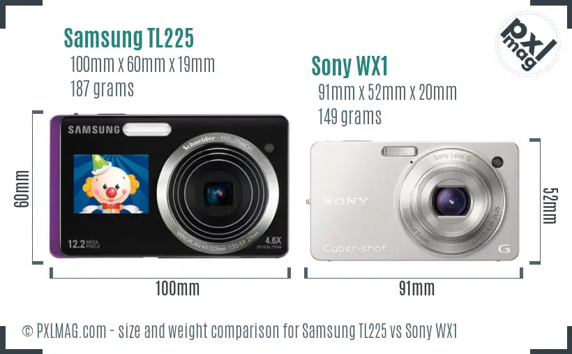 Samsung TL225 vs Sony WX1 size comparison