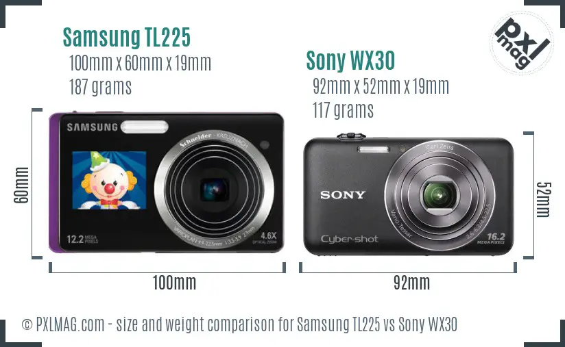 Samsung TL225 vs Sony WX30 size comparison Samsung TL225 vs Sony WX30 size comparison
