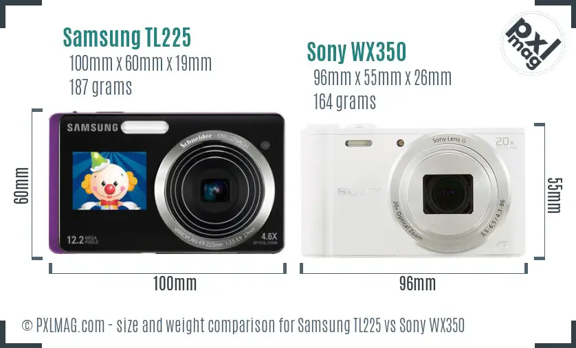 Samsung TL225 vs Sony WX350 size comparison