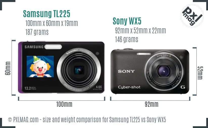 Samsung TL225 vs Sony WX5 size comparison