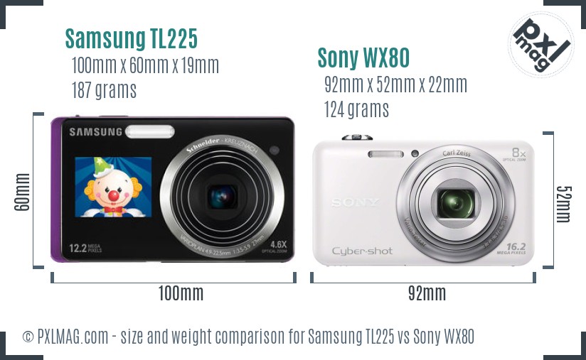 Samsung TL225 vs Sony WX80 size comparison Samsung TL225 vs Sony WX80 size comparison