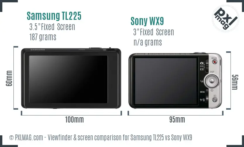 Samsung TL225 vs Sony WX9 Screen and Viewfinder comparison