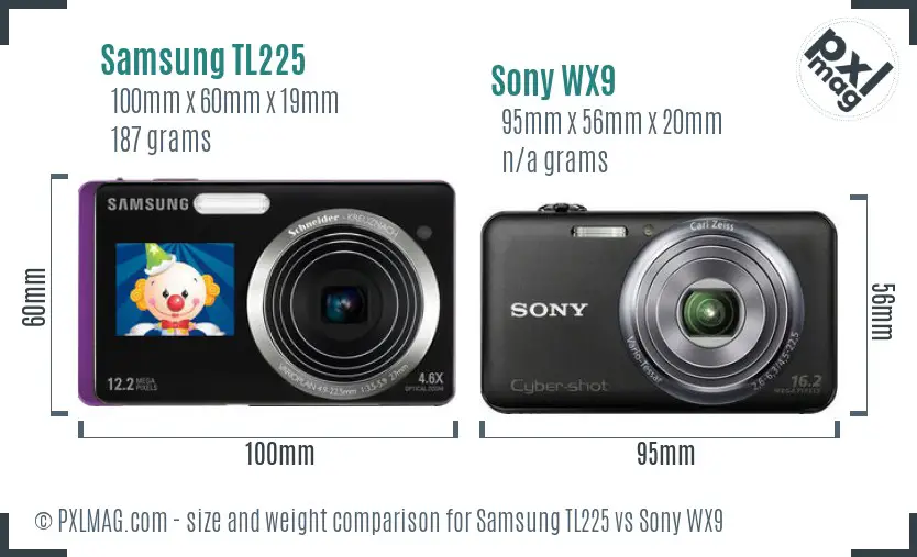 Samsung TL225 vs Sony WX9 size comparison