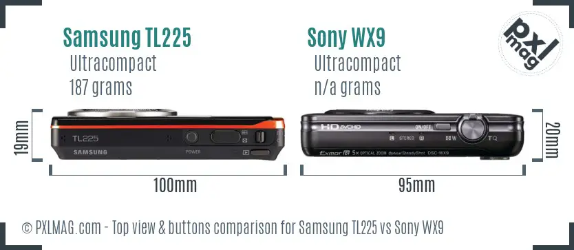 Samsung TL225 vs Sony WX9 top view buttons comparison