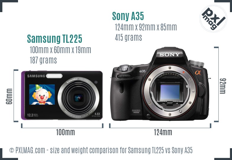 Samsung TL225 vs Sony A35 size comparison Samsung TL225 vs Sony A35 size comparison