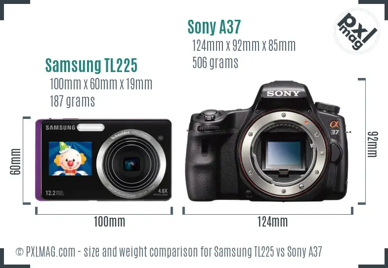 Samsung TL225 vs Sony A37 size comparison