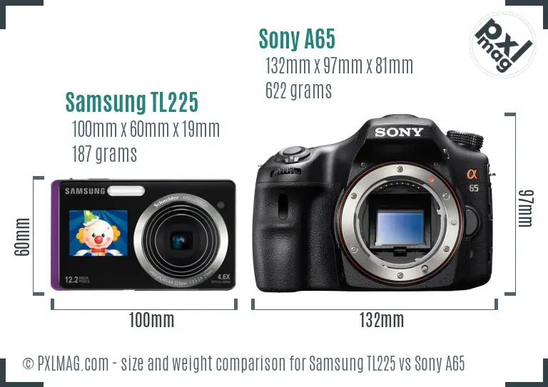 Samsung TL225 vs Sony A65 size comparison Samsung TL225 vs Sony A65 size comparison