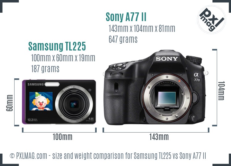 Samsung TL225 vs Sony A77 II size comparison Samsung TL225 vs Sony A77 II size comparison