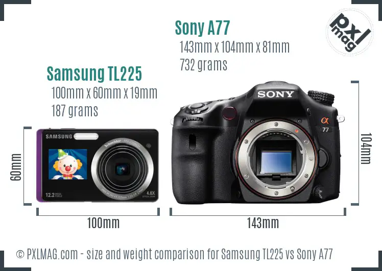 Samsung TL225 vs Sony A77 size comparison Samsung TL225 vs Sony A77 size comparison