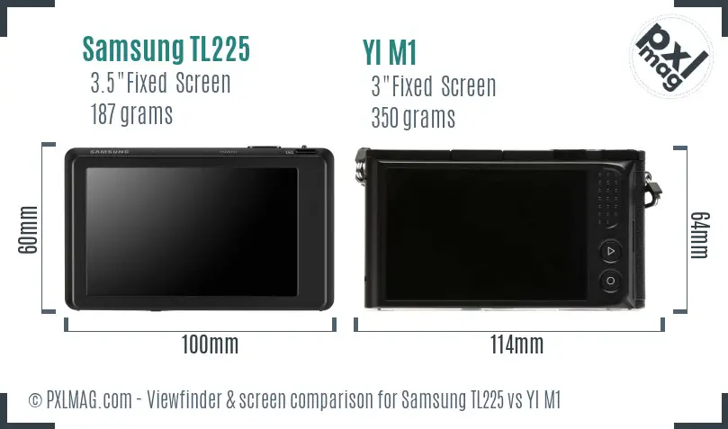 Samsung TL225 vs YI M1 Screen and Viewfinder comparison