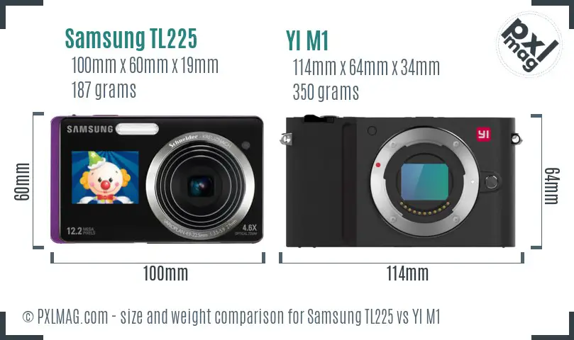 Samsung TL225 vs YI M1 size comparison