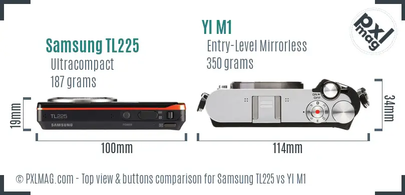 Samsung TL225 vs YI M1 top view buttons comparison