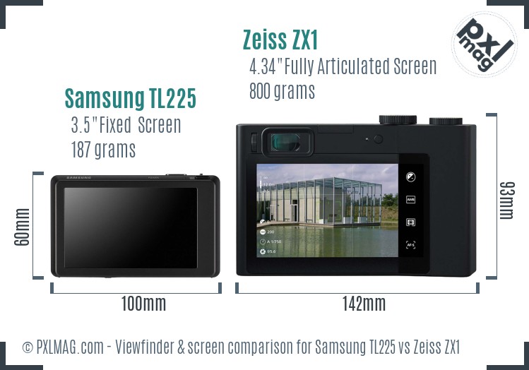 Samsung TL225 vs Zeiss ZX1 Screen and Viewfinder comparison