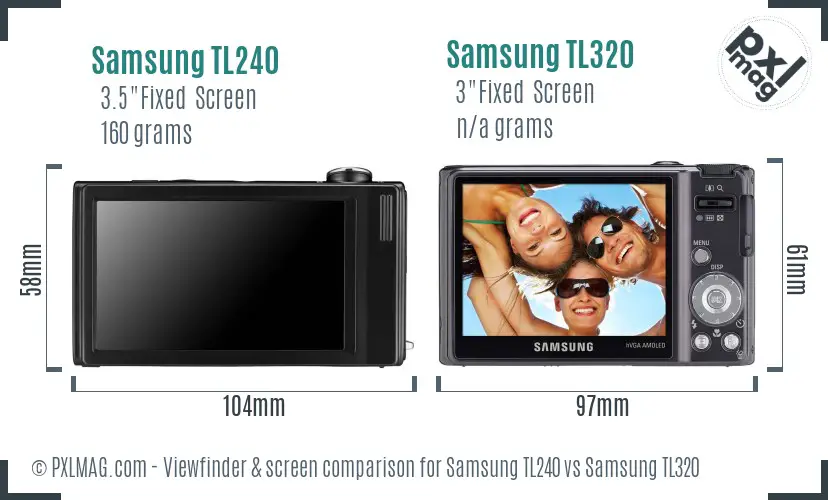 Samsung TL240 vs Samsung TL320 Screen and Viewfinder comparison